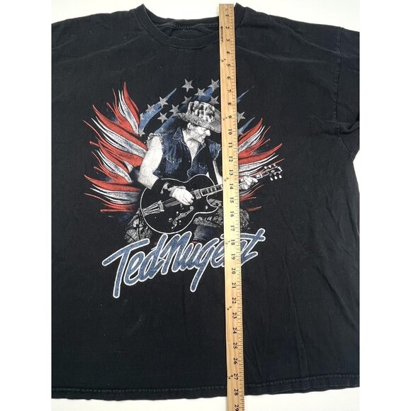 TED NUGENT Adult 2XL 2014 Tour T-SHIRT Black S/S Double Sided Graphic *READ* - Picture 6 of 7